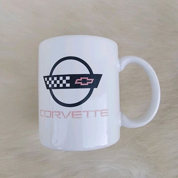 Corvette Chevrolet emblem white black mug coffee cup - Picture 3 of 5
